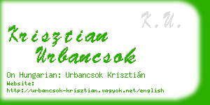 krisztian urbancsok business card